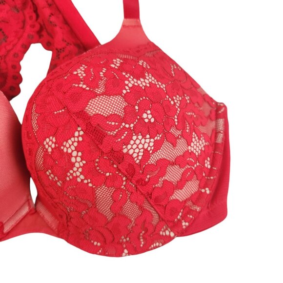 Fredericks of Hollywood Heartthrob Lace Underwire Bra 40D Racerback Red - Picture 3 of 6